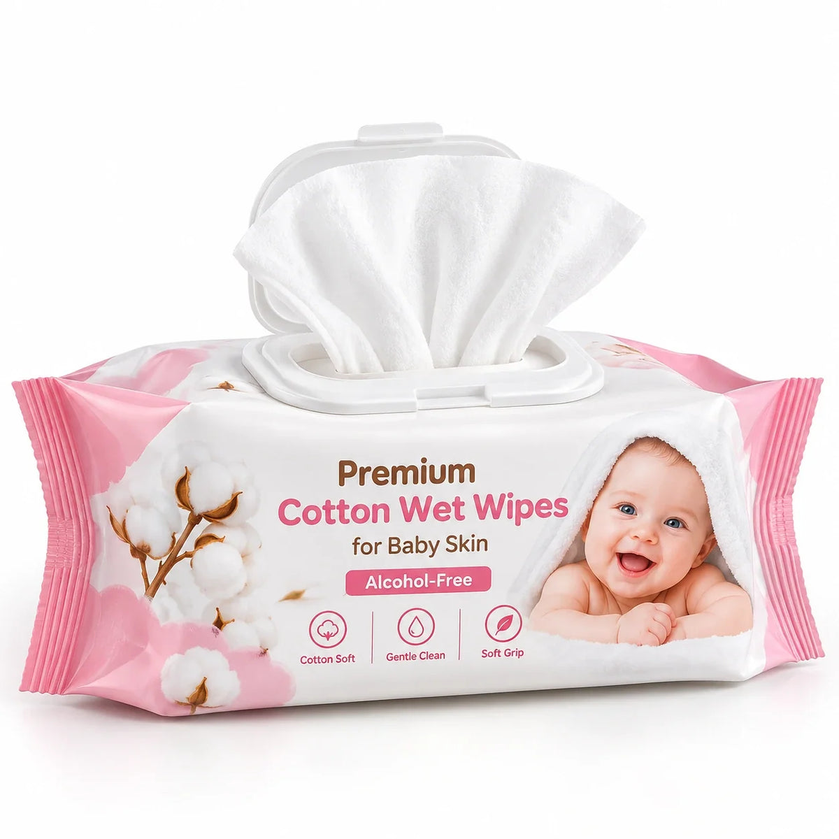 Premium Cotton Wet Wipes for Baby Skin