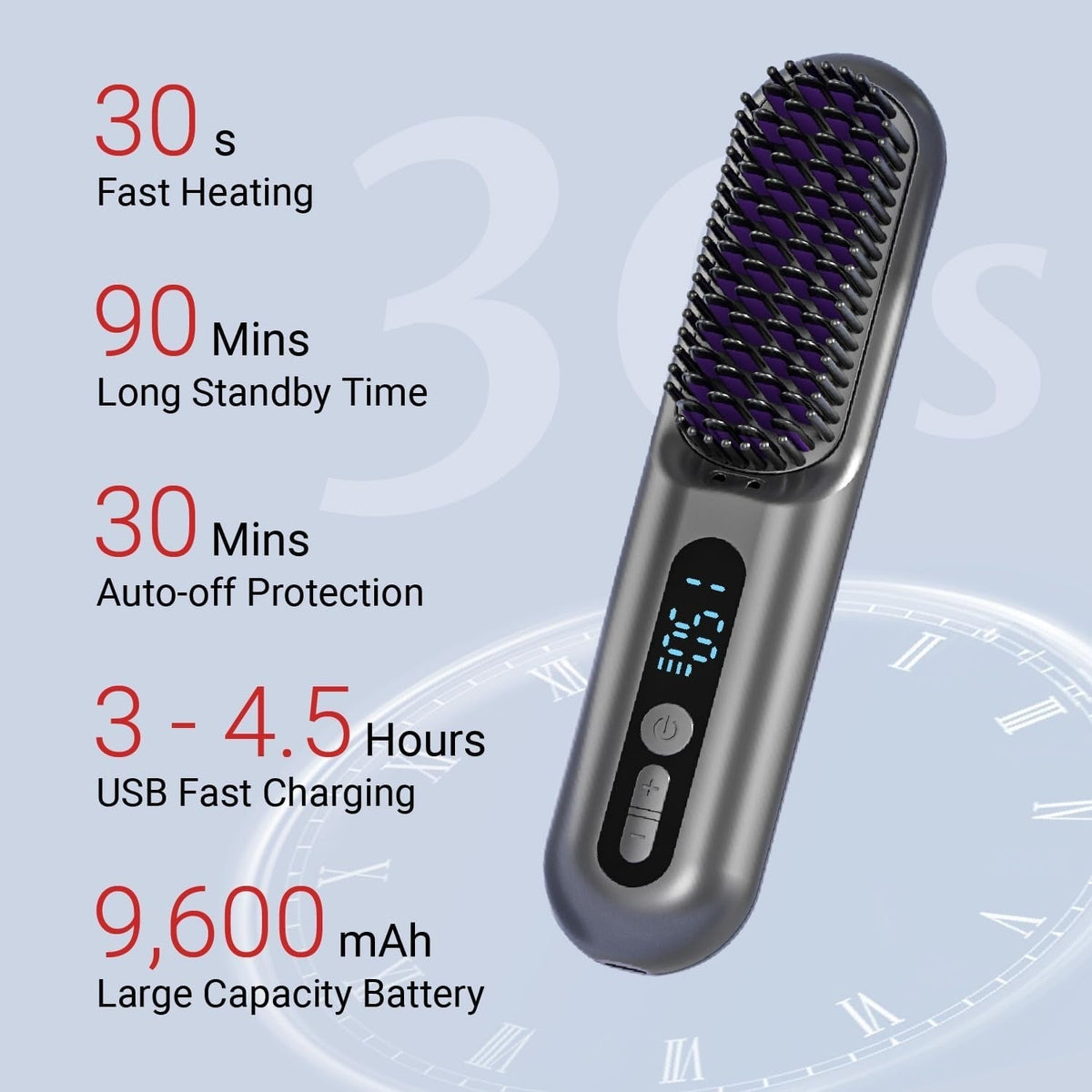 2 in 1 Cordless Hair Straightener Brush