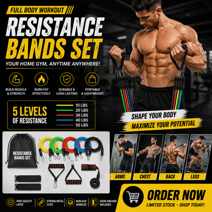 Bodybuilding Resistance Bands Set  | مجموعة أحزمة المقاومة لبناء العضلات 💪