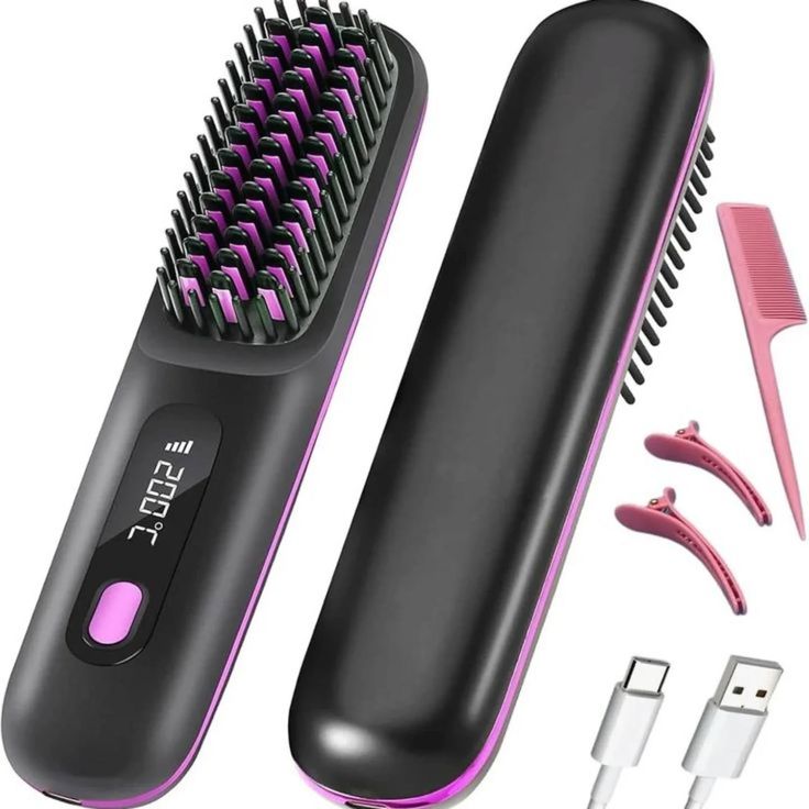 2 in 1 Cordless Hair Straightener Brush