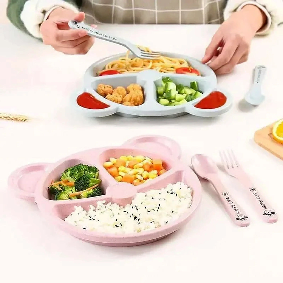 5 pcs bear plate set with spoons & forks